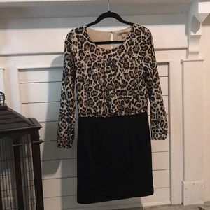 Banana republic leopard print long sleeve dress